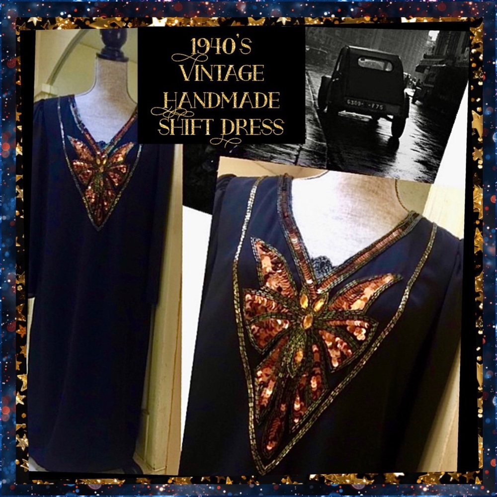 Unique True Vintage 1940s Glamour Dress M/L